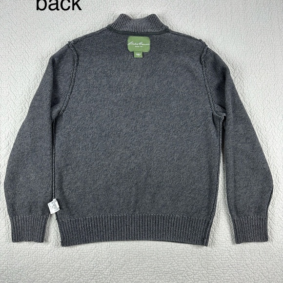 Eddie Bauer V-Neck Sweater | Quarter-zip | Large|  Charcoal Gray | Pullover - Picture 9 of 15